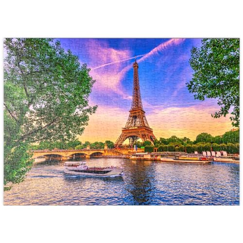 Eiffelturm und Seine bei Sonnenuntergang in Paris, Frankreich - Premium 500 Teile Puzzle - MyPuzzle Sonderkollektion von Puzzle Galaxy von MyPuzzle.com