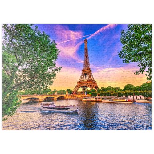 Eiffelturm und Seine bei Sonnenuntergang in Paris, Frankreich - Premium 500 Teile Puzzle - MyPuzzle Sonderkollektion von Puzzle Galaxy von MyPuzzle.com