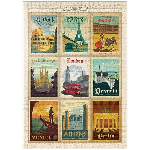 MyPuzzle Europe Travel, Collage, Vintage Poster - Premium 1000 Teile Puzzle - MyPuzzle Sonderkollektion von Anderson Design Group von MyPuzzle.com