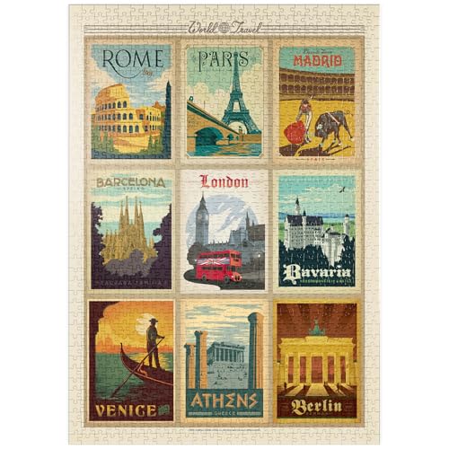 Europe Travel, Collage, Vintage Poster - Premium 1000 Teile Puzzle - MyPuzzle Sonderkollektion von Anderson Design Group von MyPuzzle.com