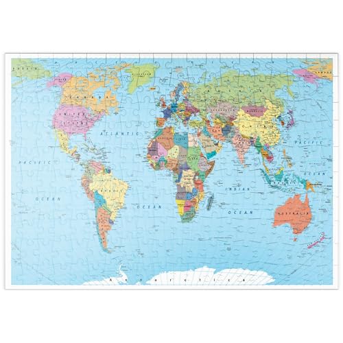 MyPuzzle Farbige Weltkarte - Grenzen, Länder, Straßen und Städte - Premium 200 Teile Puzzle - MyPuzzle Sonderkollektion von Puzzle Galaxy von MyPuzzle.com