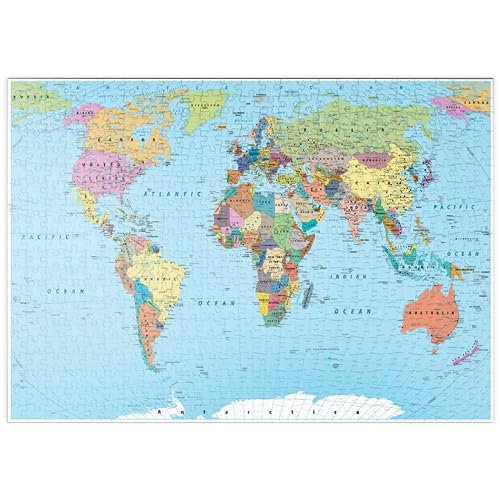 Farbige Weltkarte - Grenzen, Länder, Straßen und Städte - Premium 500 Teile Puzzle - MyPuzzle Sonderkollektion von Puzzle Galaxy von MyPuzzle.com