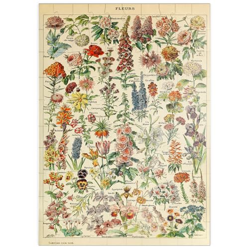 Fleurs - Blumen für Alle, Vintage Art Poster, Adolphe Millot - Premium 100 Teile Puzzle - MyPuzzle Sonderkollektion von Havana Puzzle Company von MyPuzzle.com