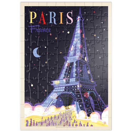 MyPuzzle France: Paris, Eiffelturm bei Nacht (Mod Design), Vintage Poster - Premium 100 Teile Puzzle - MyPuzzle Sonderkollektion von Anderson Design Group von MyPuzzle.com