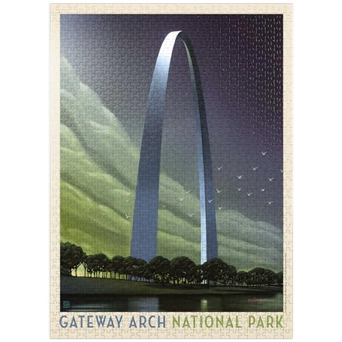 Gateway Arch National Park: Evening Glow, Vintage Poster - Premium 1000 Teile Puzzle für Erwachsene von MyPuzzle.com