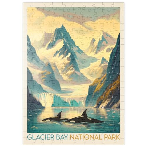 Glacier Bay National Park: Gliding Orcas, Vintage Poster - Premium 200 Teile Puzzle - MyPuzzle Sonderkollektion von Anderson Design Group von MyPuzzle.com