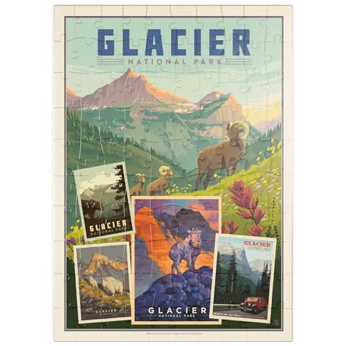 Glacier National Park: Collage Print, Vintage Poster - Premium 100 Teile Puzzle - MyPuzzle Sonderkollektion von Anderson Design Group von MyPuzzle.com