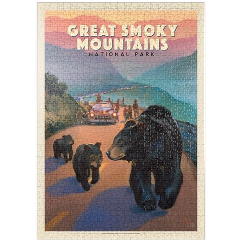 MyPuzzle Great Smoky Mountains National Park: Bear Jam, Vintage Poster - Premium 1000 Teile Puzzle - MyPuzzle Sonderkollektion von Anderson Design Group MyPuzzle Great Smoky Mountains National Park: Bear Jam, Vintage Poster - Premium 1000 Teile Puzzle - MyPuzzle Sonderkollektion von Anderson Design Group von MyPuzzle.com