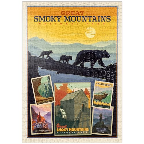 MyPuzzle Great Smoky Mountains National Park: Collage Print, Vintage Poster - Premium 1000 Teile Puzzle - MyPuzzle Sonderkollektion von Anderson Design Group von MyPuzzle.com