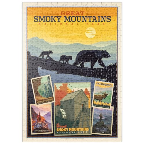 MyPuzzle Great Smoky Mountains National Park: Collage Print, Vintage Poster - Premium 500 Teile Puzzle - MyPuzzle Sonderkollektion von Anderson Design Group von MyPuzzle.com