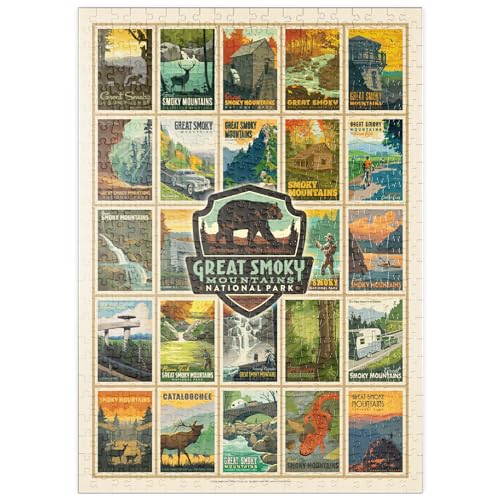 MyPuzzle Great Smoky Mountains National Park: Multi-Image-Print, Vintage Poster - Premium 500 Teile Puzzle - MyPuzzle Sonderkollektion von Anderson Design Group von MyPuzzle.com