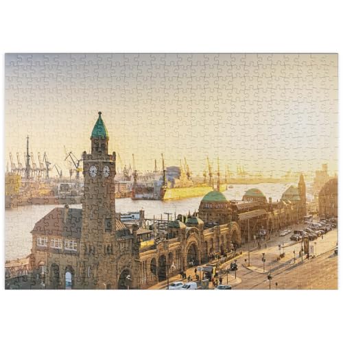 MyPuzzle Hamburg St. Pauli Landungsbrücken bei Sonnenuntergang, Deutschland - Premium 500 Teile Puzzle - MyPuzzle Sonderkollektion von Puzzle Galaxy von MyPuzzle.com