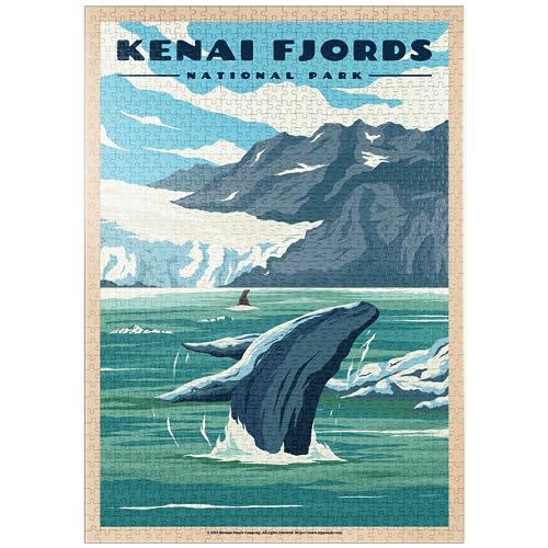 Kenai Fjords National Park - Whale's Haven in Nature, Vintage Travel Poster - Premium 1000 Teile Puzzle - MyPuzzle Sonderkollektion von Havana Puzzle Company von MyPuzzle.com
