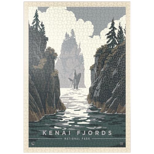 Kenai Fjords National Park: Whale Watching, Vintage Poster - Premium 1000 Teile Puzzle - MyPuzzle Sonderkollektion von Anderson Design Group von MyPuzzle.com
