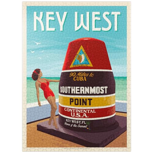 Key West Florida Vintage Poster - Premium 1000 Teile Puzzle für Erwachsene von MyPuzzle.com