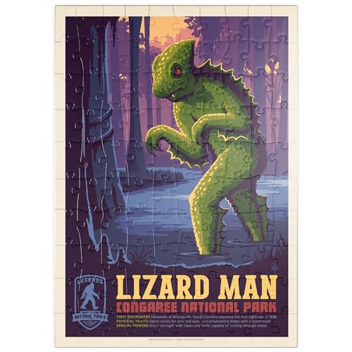 MyPuzzle Legends of The National Parks: Congaree's Lizard Man, Vintage Poster - Premium 100 Teile Puzzle - MyPuzzle Sonderkollektion von Anderson Design Group von MyPuzzle.com