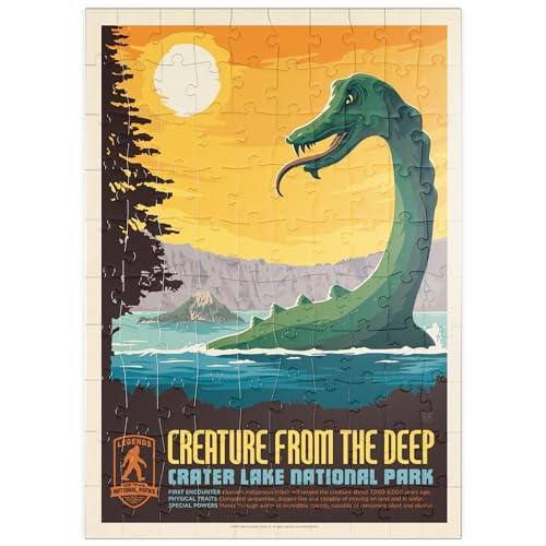 Legends of The National Parks: Crater Lake's Creature from The Deep, Vintage Poster - Premium 100 Teile Puzzle - MyPuzzle Sonderkollektion von Anderson Design Group von MyPuzzle.com