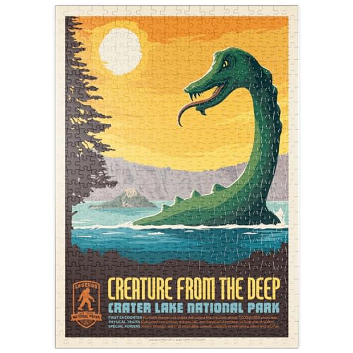 Legends of The National Parks: Crater Lake's Creature from The Deep, Vintage Poster - Premium 500 Teile Puzzle - MyPuzzle Sonderkollektion von Anderson Design Group von MyPuzzle.com