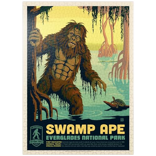 Legends of the National Parks: Everglade's Sumpfaffe, Vintage-Poster – Premium 1000 Teile Puzzle für Erwachsene von MyPuzzle.com