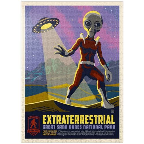 Legends of the National Parks: Great Sand Dune's Extraterrestrials, Vintage-Poster – Premium 1000 Teile Puzzle für Erwachsene von MyPuzzle.com