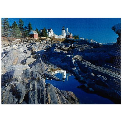 Leuchtturm am Pemaquid Point, Maine, USA - Premium 1000 Teile Puzzle für Erwachsene von MyPuzzle.com