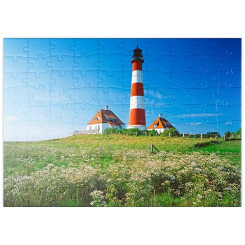 Leuchtturm im Nationalpark Wattenmeer, Westerhever, Deutschland - Premium 100 Teile Puzzle - MyPuzzle Sonderkollektion von Puzzle Galaxy von MyPuzzle.com