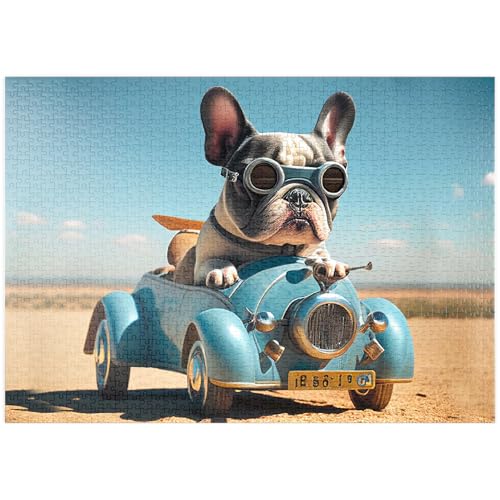 MyPuzzle Lustige Bulldogge fährt Auto - Premium 1000 Teile Puzzle - MyPuzzle Sonderkollektion von Starnberger Spiele von MyPuzzle.com