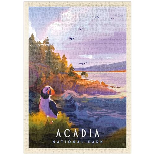 MyPuzzle Acadia National Park: Puffin Paradise, Vintage Poster - Premium 1000 Teile Puzzle - MyPuzzle Sonderkollektion von Anderson Design Group von MyPuzzle.com