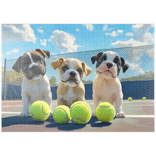 MyPuzzle Bezaubernde Welpen Spielen mit Tennisbällen - Premium 1000 Teile Puzzle - MyPuzzle Sonderkollektion von Puzzle Galaxy von MyPuzzle.com