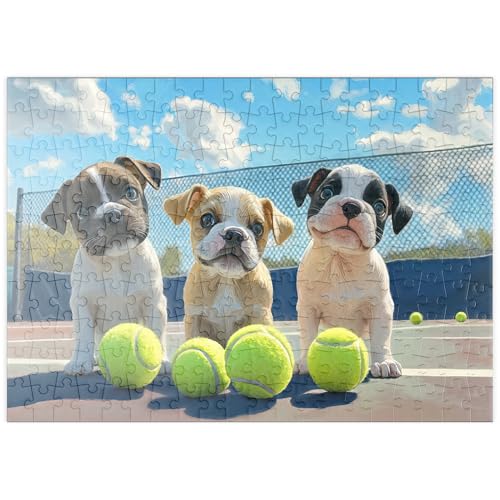 MyPuzzle Bezaubernde Welpen Spielen mit Tennisbällen - Premium 200 Teile Puzzle - MyPuzzle Sonderkollektion von Puzzle Galaxy von MyPuzzle.com