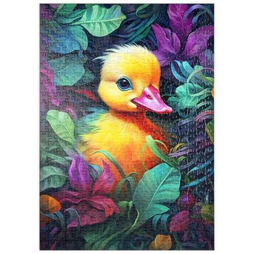 MyPuzzle Bezauberndes gelbes Entenküken in leuchtendem Laub - Premium 500 Teile Puzzle - MyPuzzle Sonderkollektion von Puzzle Galaxy von MyPuzzle.com
