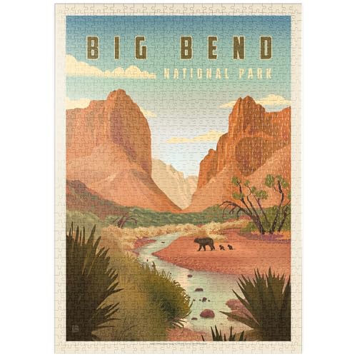 MyPuzzle Big Bend National Park: Black Bears, Vintage Poster - Premium 1000 Teile Puzzle - MyPuzzle Sonderkollektion von Anderson Design Group von MyPuzzle.com