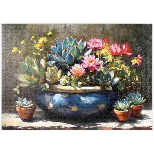 MyPuzzle Blühende Sukkulenten in blauem Keramiktopf - Premium 1000 Teile Puzzle - MyPuzzle Sonderkollektion von Puzzle Galaxy MyPuzzle Blühende Sukkulenten in blauem Keramiktopf - Premium 1000 Teile Puzzle - MyPuzzle Sonderkollektion von Puzzle Galaxy von MyPuzzle.com