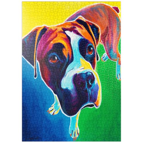 MyPuzzle Bunte Boxer Hund Porträt in Bold Pop Art Stil - Premium 1000 Teile Puzzle - MyPuzzle Sonderkollektion von Puzzle Galaxy von MyPuzzle.com