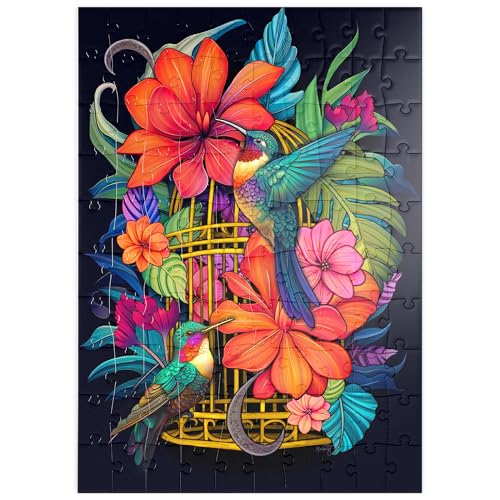 MyPuzzle Bunte Kolibris mit tropischen Blumen - Premium 100 Teile Puzzle - MyPuzzle Sonderkollektion von Puzzle Galaxy von MyPuzzle.com