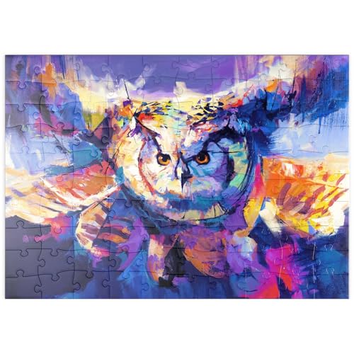 MyPuzzle Bunte Virginia-Uhu im Flug - Premium 100 Teile Puzzle - MyPuzzle Sonderkollektion von Puzzle Galaxy von MyPuzzle.com