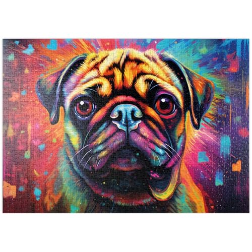 MyPuzzle Bunter Fantasie-Mops - Premium 1000 Teile Puzzle - MyPuzzle Sonderkollektion von Starnberger Spiele von MyPuzzle.com