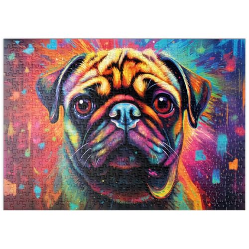 MyPuzzle Bunter Fantasie-Mops - Premium 500 Teile Puzzle - MyPuzzle Sonderkollektion von Starnberger Spiele von MyPuzzle.com