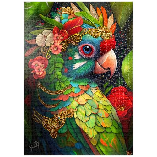MyPuzzle Bunter tropischer Papagei mit Blumenkrone - Premium 1000 Teile Puzzle - MyPuzzle Sonderkollektion von Puzzle Galaxy MyPuzzle Bunter tropischer Papagei mit Blumenkrone - Premium 1000 Teile Puzzle - MyPuzzle Sonderkollektion von Puzzle Galaxy von MyPuzzle.com