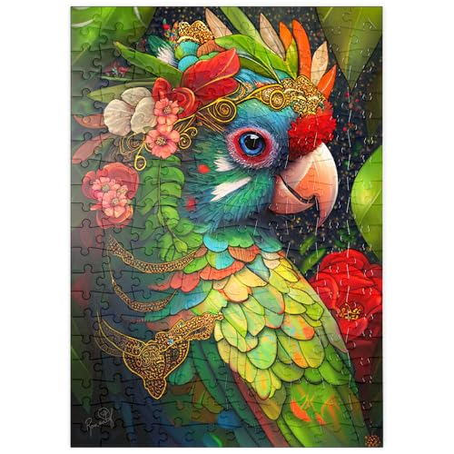 MyPuzzle Bunter tropischer Papagei mit Blumenkrone - Premium 200 Teile Puzzle - MyPuzzle Sonderkollektion von Puzzle Galaxy von MyPuzzle.com