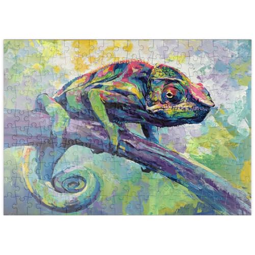 MyPuzzle Buntes Pantherchamäleon auf einem AST - Premium 200 Teile Puzzle - MyPuzzle Sonderkollektion von Puzzle Galaxy von MyPuzzle.com