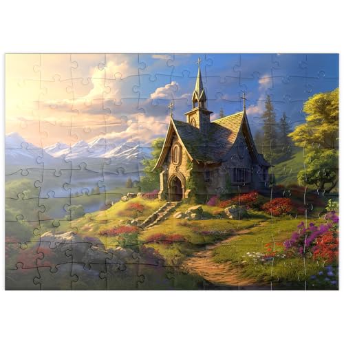MyPuzzle Charmante Steinkapelle im Bergtal - Premium 100 Teile Puzzle - MyPuzzle Sonderkollektion von Puzzle Galaxy von MyPuzzle.com
