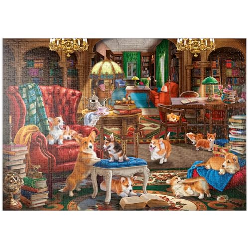 MyPuzzle Corgi-Chaos in der Bibliothek - Premium 1000 Teile Puzzle - MyPuzzle Sonderkollektion von Puzzle Galaxy MyPuzzle Corgi-Chaos in der Bibliothek - Premium 1000 Teile Puzzle - MyPuzzle Sonderkollektion von Puzzle Galaxy von MyPuzzle.com