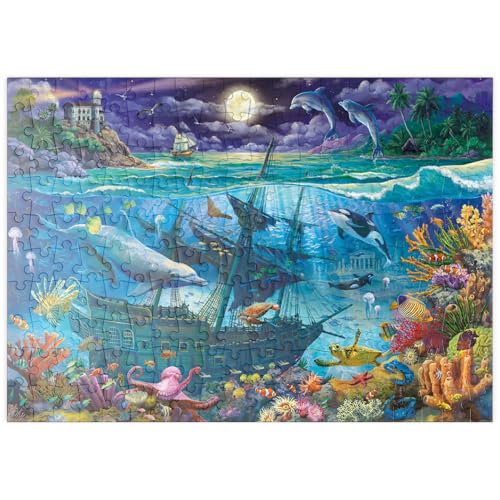 MyPuzzle Delfine und Wrack bei Mondschein - Premium 200 Teile Puzzle - MyPuzzle Sonderkollektion von Puzzle Galaxy von MyPuzzle.com