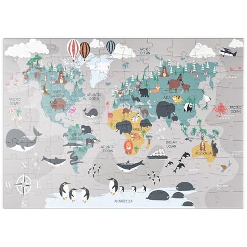 MyPuzzle Die Weltkarte mit Cartoon-Tieren für Kinder - Premium 100 Teile Puzzle - MyPuzzle Sonderkollektion von Puzzle Galaxy MyPuzzle Die Weltkarte mit Cartoon-Tieren für Kinder - Premium 100 Teile Puzzle - MyPuzzle Sonderkollektion von Puzzle Galaxy von MyPuzzle.com