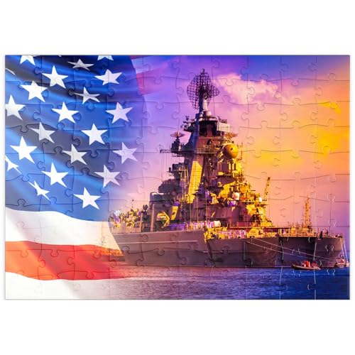 MyPuzzle EIN Kriegsschiff mit Seeleuten auf Deck vor dem Hintergrund der US-Flagge - Premium 100 Teile Puzzle - MyPuzzle Sonderkollektion von Puzzle Galaxy MyPuzzle EIN Kriegsschiff mit Seeleuten auf Deck vor dem Hintergrund der US-Flagge - Premium 100 Teile Puzzle - MyPuzzle Sonderkollektion von Puzzle Galaxy von MyPuzzle.com