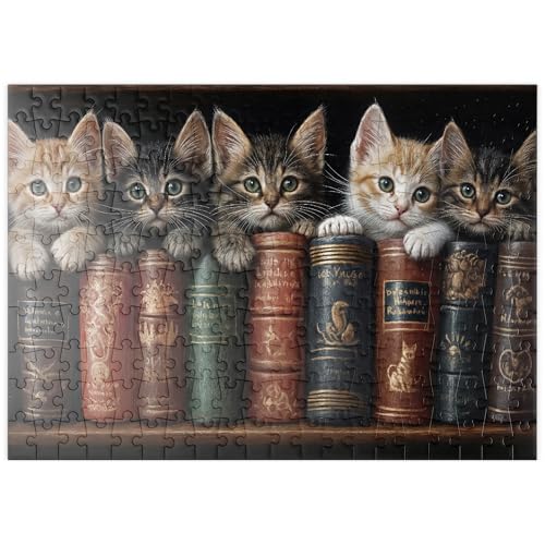 MyPuzzle Entzückende Kätzchen inmitten von Alten Büchern - Premium 200 Teile Puzzle - MyPuzzle Sonderkollektion von Puzzle Galaxy MyPuzzle Entzückende Kätzchen inmitten von Alten Büchern - Premium 200 Teile Puzzle - MyPuzzle Sonderkollektion von Puzzle Galaxy von MyPuzzle.com