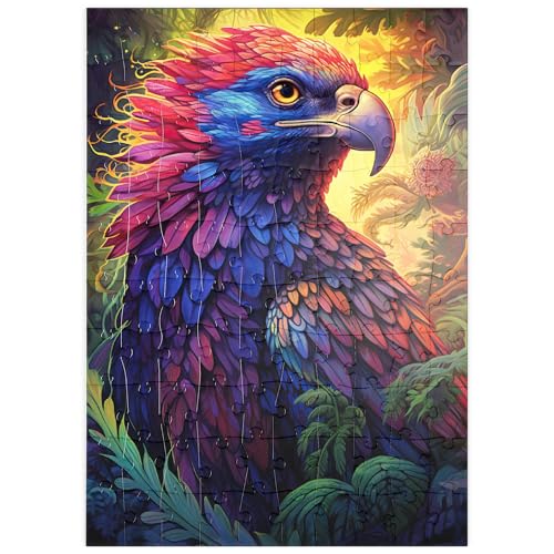 MyPuzzle Farbenfroher Fantasy-Adler mit bunten Federn - Premium 100 Teile Puzzle - MyPuzzle Sonderkollektion von Puzzle Galaxy von MyPuzzle.com