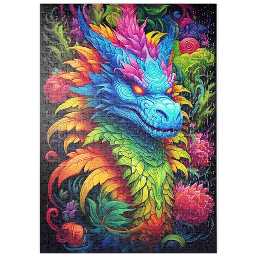 MyPuzzle Farbenfroher Fantasy-Drache mit üppigem Blattwerk - Premium 500 Teile Puzzle - MyPuzzle Sonderkollektion von Puzzle Galaxy von MyPuzzle.com