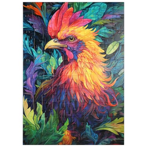 MyPuzzle Farbenfroher Hahn mit tropischem Laub - Premium 100 Teile Puzzle - MyPuzzle Sonderkollektion von Puzzle Galaxy MyPuzzle Farbenfroher Hahn mit tropischem Laub - Premium 100 Teile Puzzle - MyPuzzle Sonderkollektion von Puzzle Galaxy von MyPuzzle.com